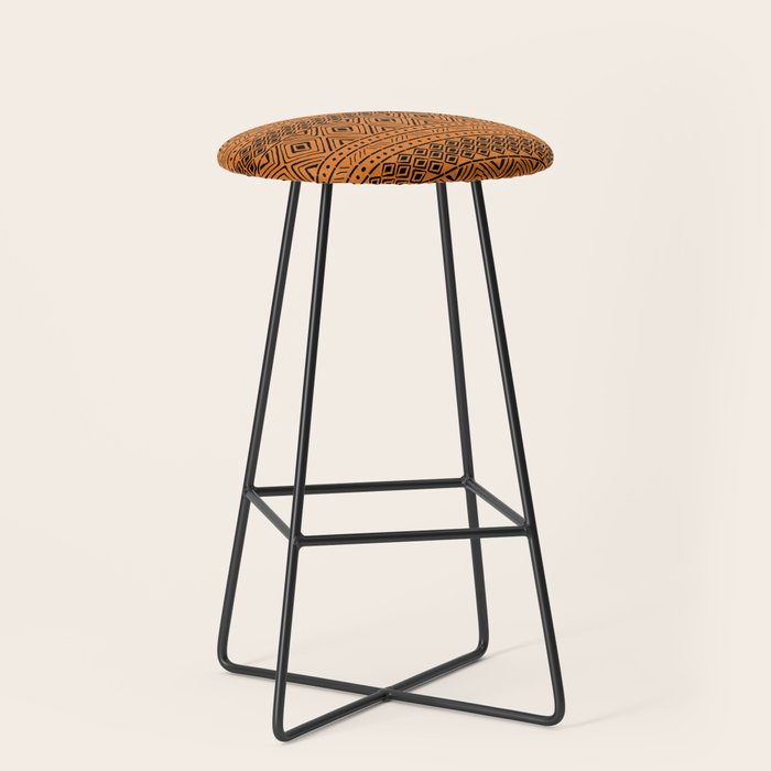 African Mud Cloth // Orange Stool Gallery Image 1