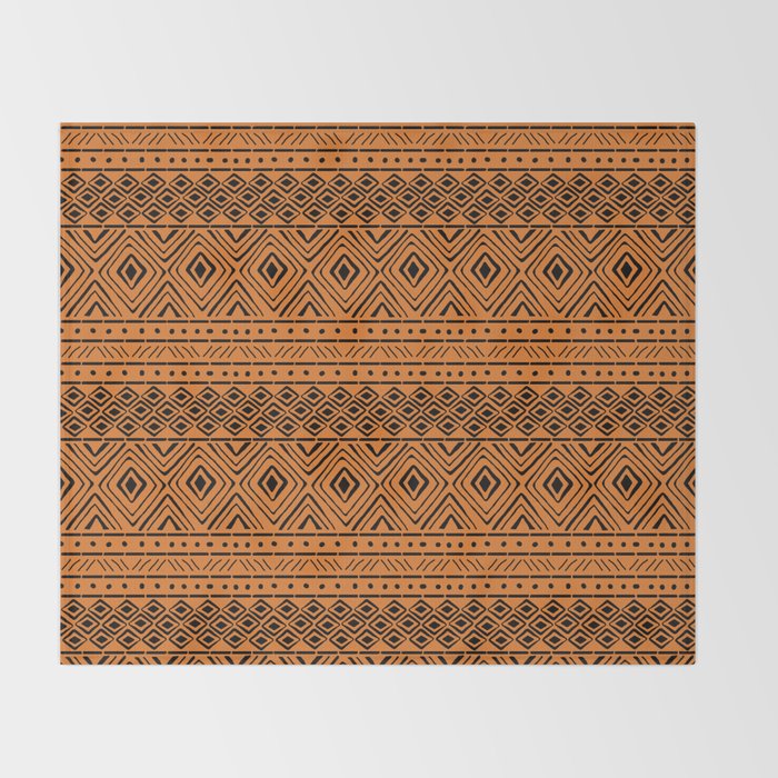 African Mud Cloth // Orange Throw Blanket Gallery Image 2