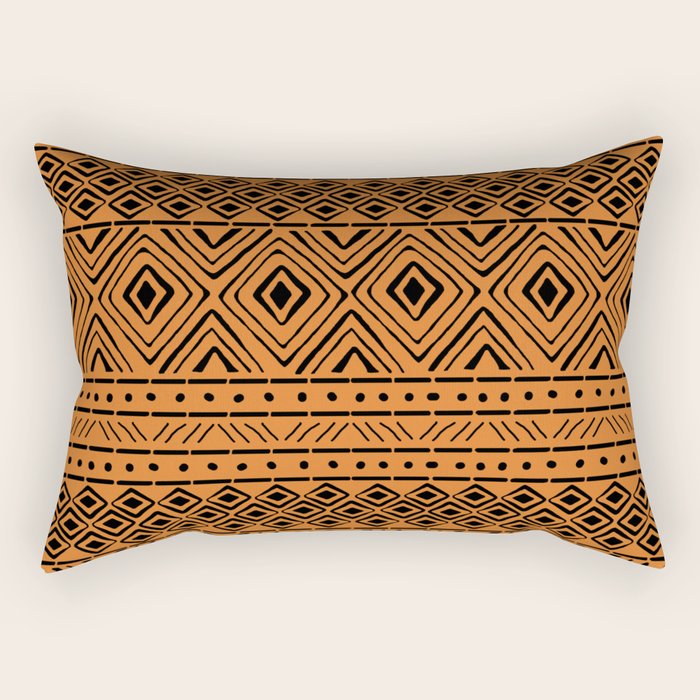 African Mud Cloth // Orange Rectangular Pillow Gallery Image 2