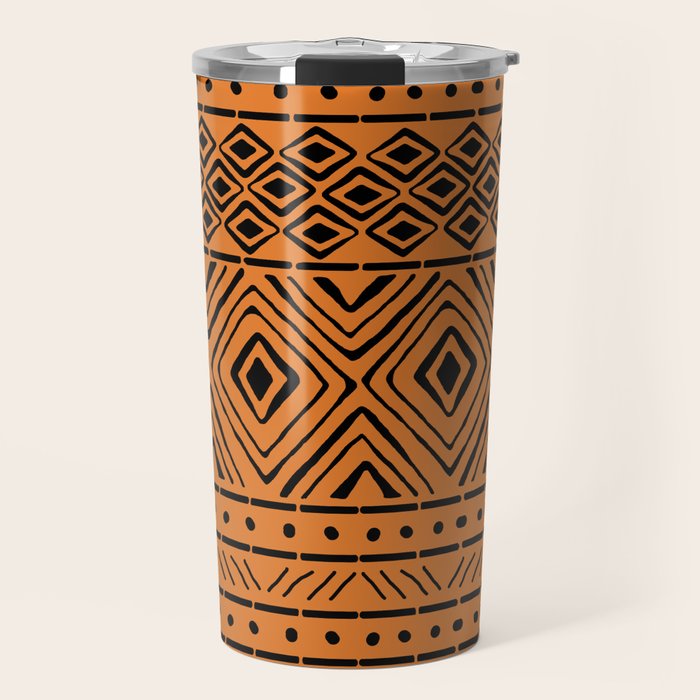 African Mud Cloth // Orange Travel Mug Gallery Image 1