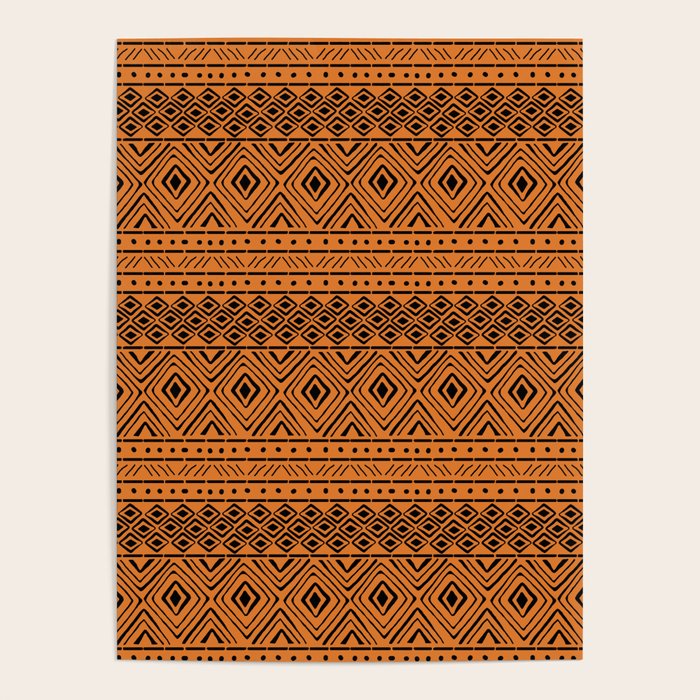 African Mud Cloth // Orange Poster Gallery Image 4