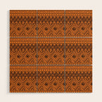 African Mud Cloth // Orange Wood Wall Art Gallery Image 1