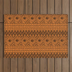 African Mud Cloth // Orange Outdoor Rug Gallery Image 1