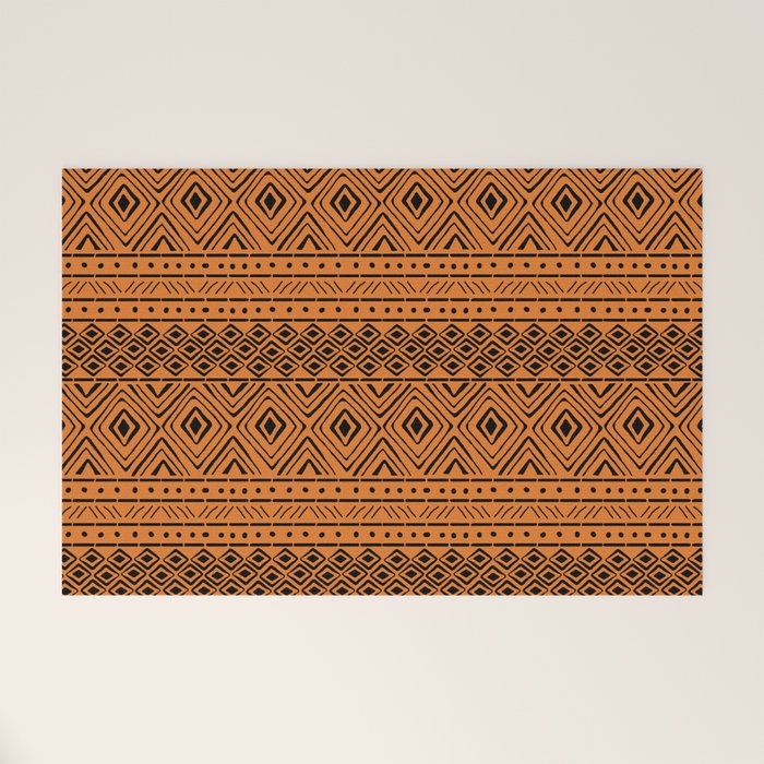 African Mud Cloth // Orange Welcome Mat Gallery Image 1
