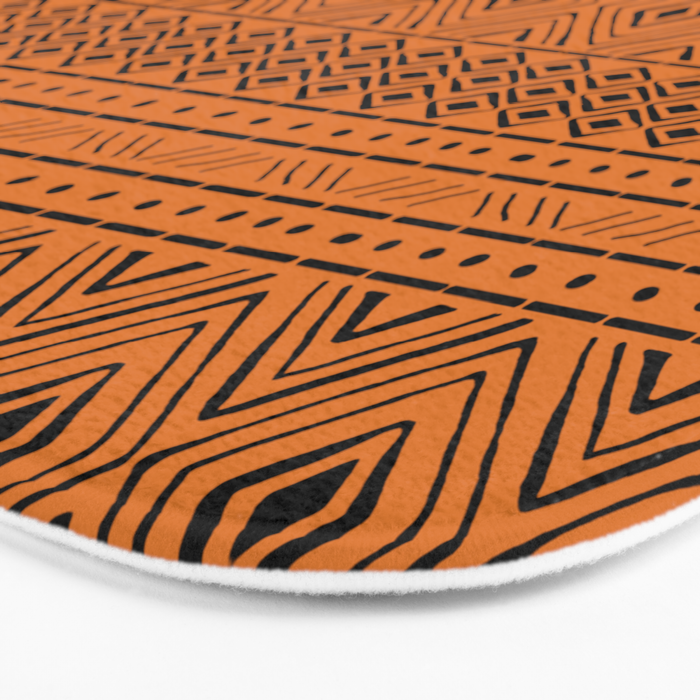 African Mud Cloth // Orange Bath Mat Gallery Image 3