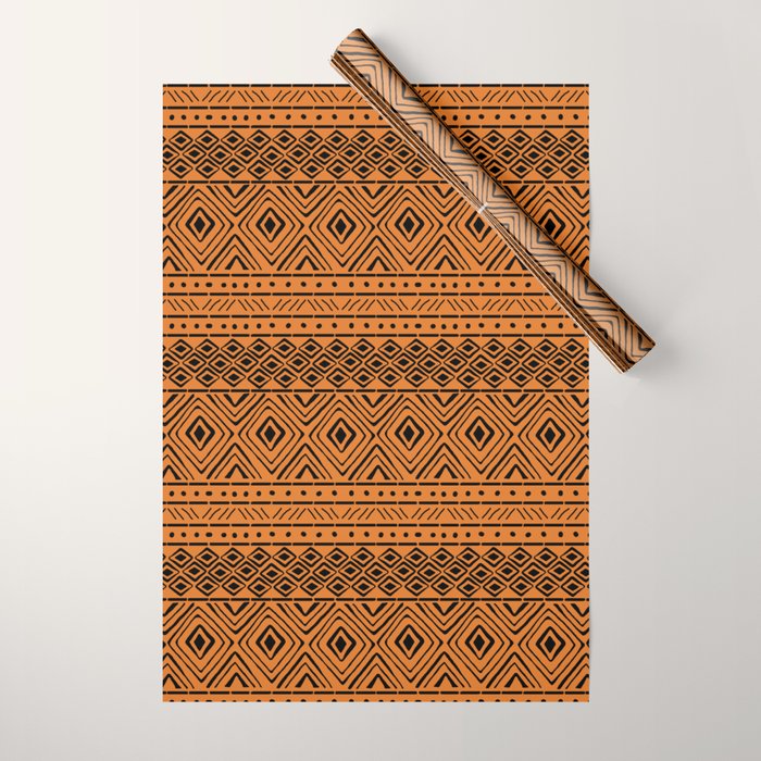 African Mud Cloth // Orange Wrapping Paper Gallery Image 1