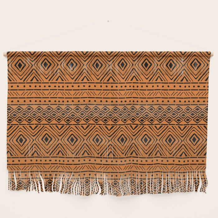 African Mud Cloth // Orange Wall Hanging Gallery Image 1