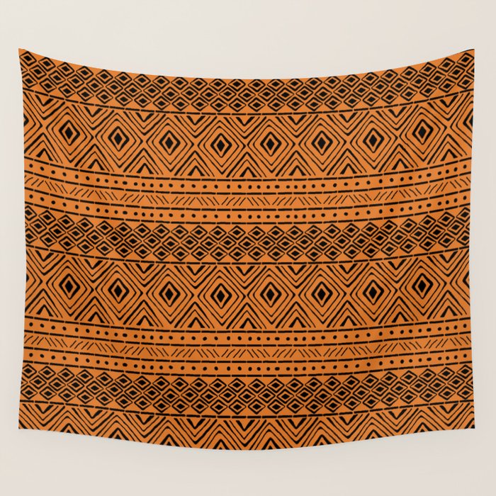 African Mud Cloth // Orange Wall Tapestry Gallery Image 4