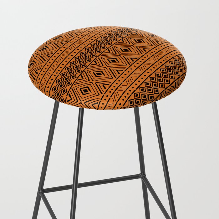 African Mud Cloth // Orange Stool Gallery Image 2