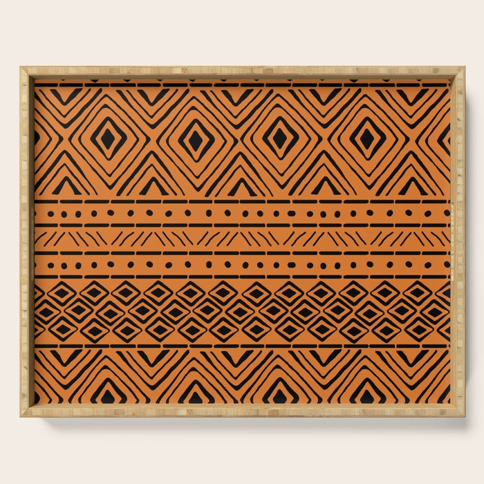 African Mud Cloth // Orange Serving Tray Gallery Image 1