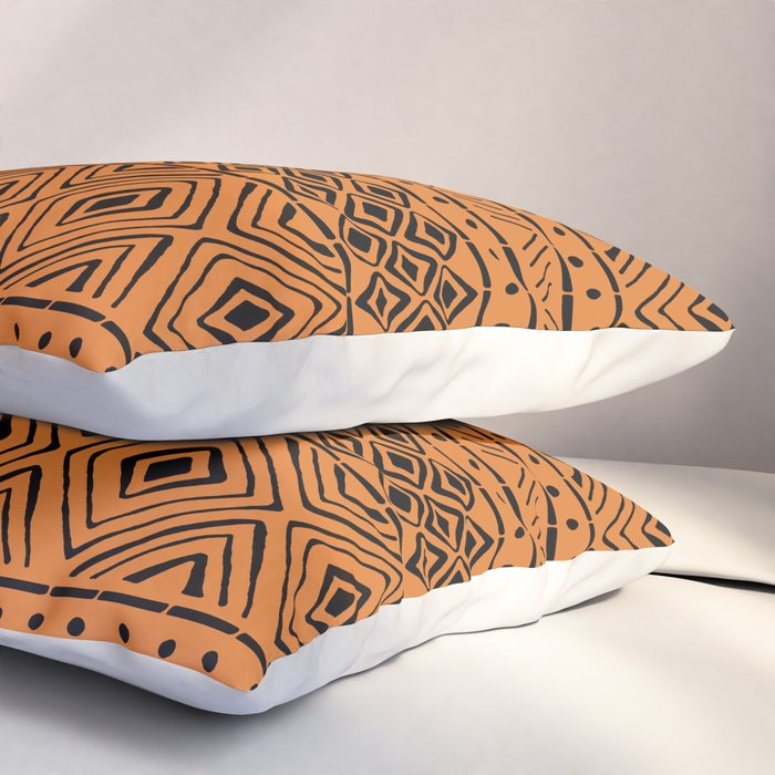 African Mud Cloth // Orange Pillow Sham Gallery Image 3