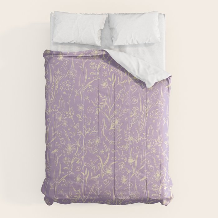Wild Garden Drawing (Lilac) Comforter Gallery Image 6