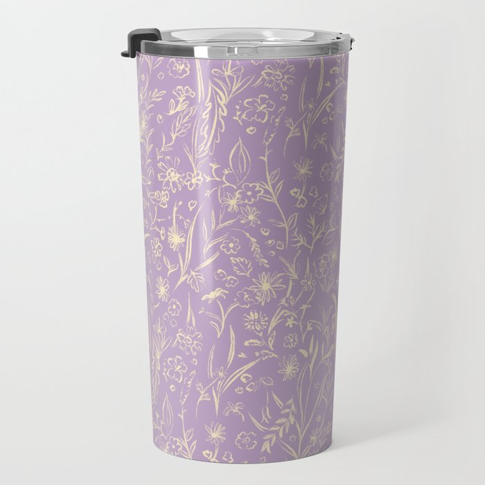 Wild Garden Drawing (Lilac) Travel Mug Gallery Image 3