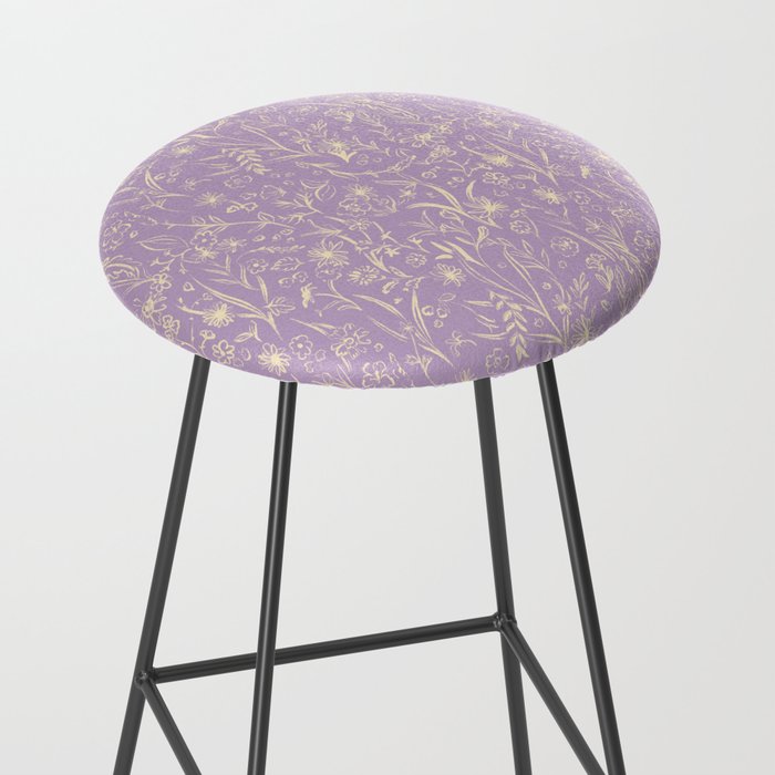 Wild Garden Drawing (Lilac) Stool Gallery Image 2
