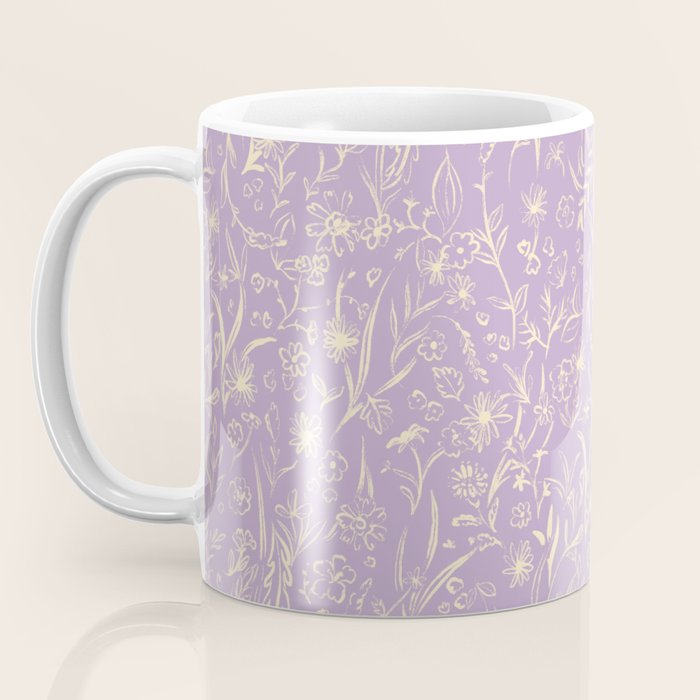 Wild Garden Drawing (Lilac) Coffee Mug Gallery Image 3