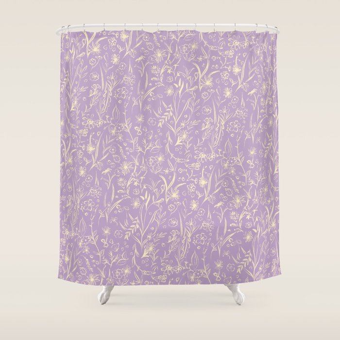 Wild Garden Drawing (Lilac) Shower Curtain Gallery Image 1