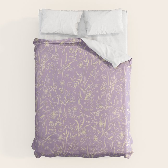 Wild Garden Drawing (Lilac) Duvet Cover Gallery Image 6