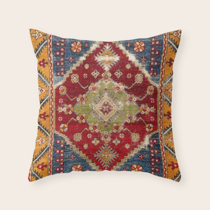 Çal Southwest Anatolian Rug Print Throw Pillow Gallery Image 6