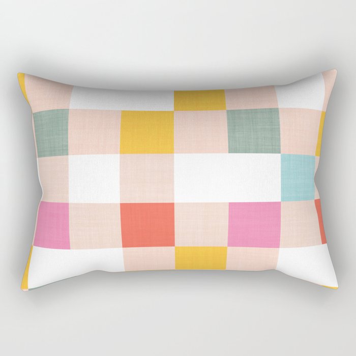 Playful Summer Gingham Check pattern Rectangular Pillow Gallery Image 1
