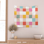 Playful Summer Gingham Check pattern Wall Tapestry Gallery Image 2