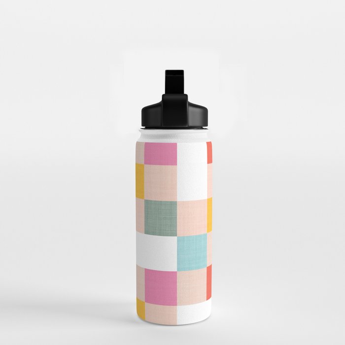 Playful Summer Gingham Check pattern Water Bottle Gallery Image 2