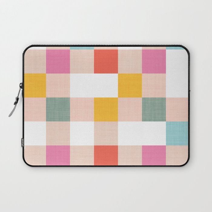 Playful Summer Gingham Check pattern Laptop Sleeve Gallery Image 1