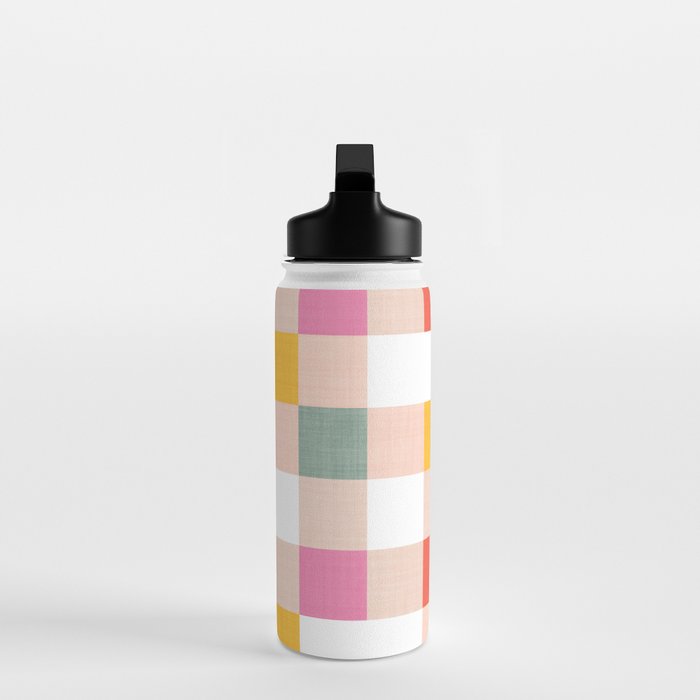 Playful Summer Gingham Check pattern Water Bottle Gallery Image 3