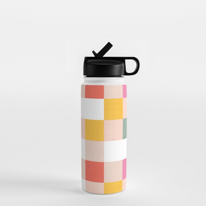 Playful Summer Gingham Check pattern Water Bottle Gallery Image 1