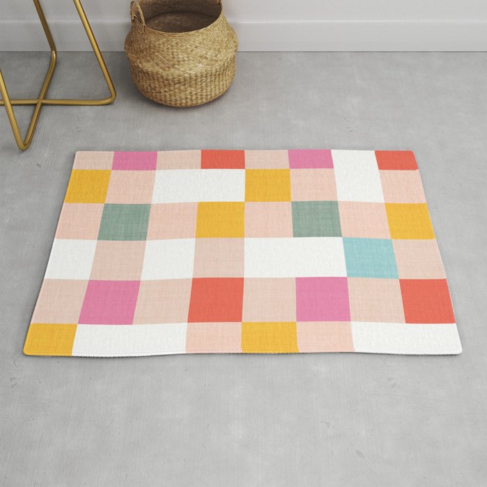Playful Summer Gingham Check pattern Rug Gallery Image 1