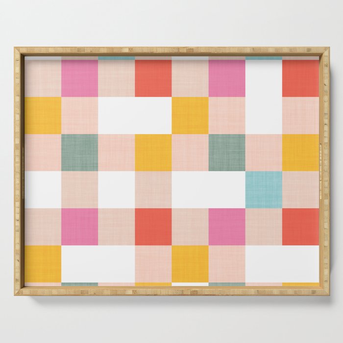 Playful Summer Gingham Check pattern Serving Tray Gallery Image 1