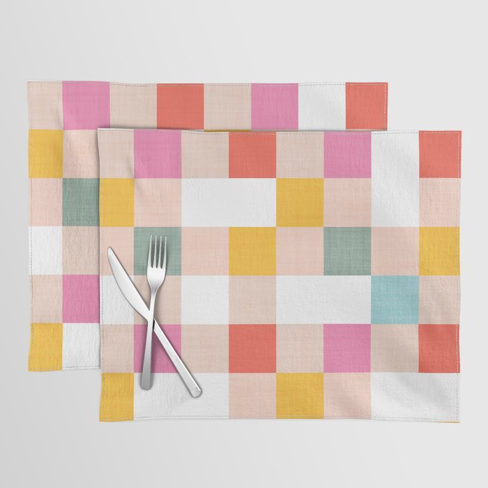 Playful Summer Gingham Check pattern Placemat Gallery Image 1