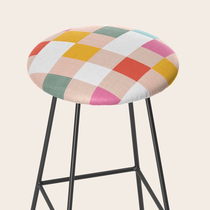 Playful Summer Gingham Check pattern Stool Gallery Image 2