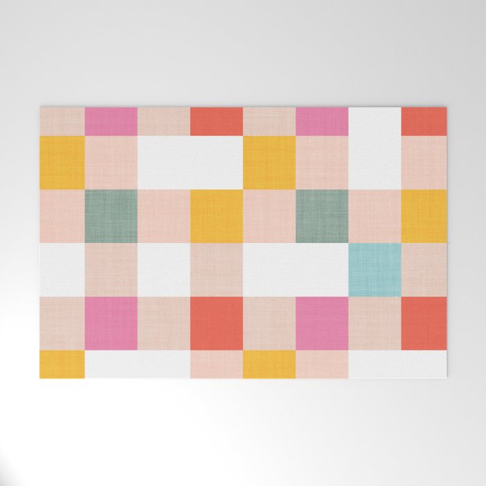 Playful Summer Gingham Check pattern Welcome Mat Gallery Image 1