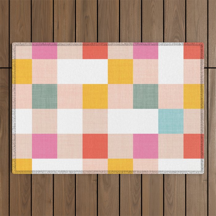 Playful Summer Gingham Check pattern Outdoor Rug Gallery Image 1