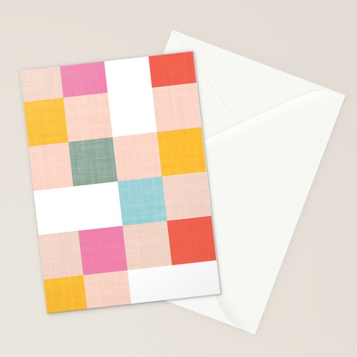 Playful Summer Gingham Check pattern Stationery Card Gallery Image 2