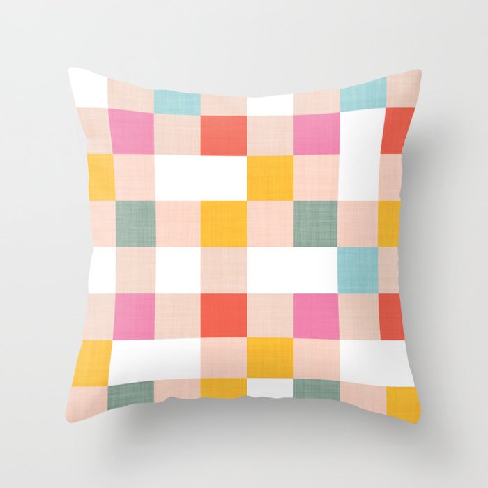 Playful Summer Gingham Check pattern Throw Pillow Gallery Image 6