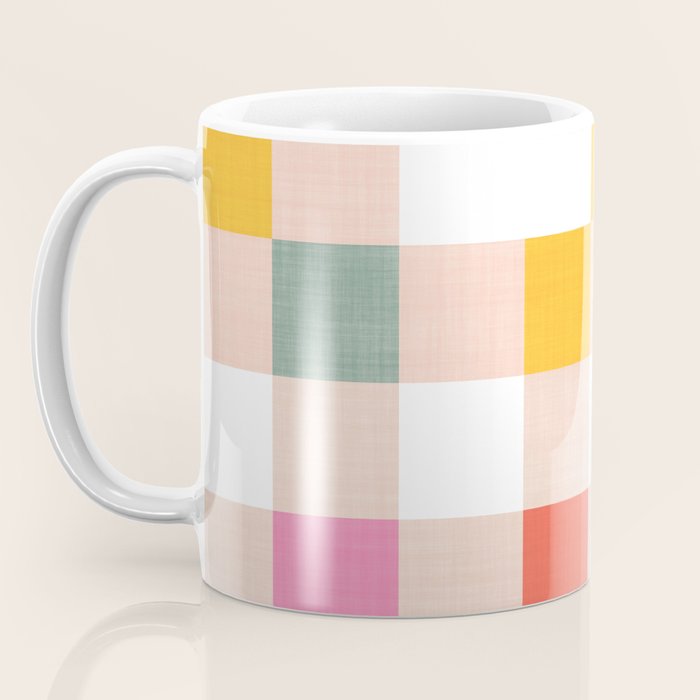 Playful Summer Gingham Check pattern Coffee Mug Gallery Image 3