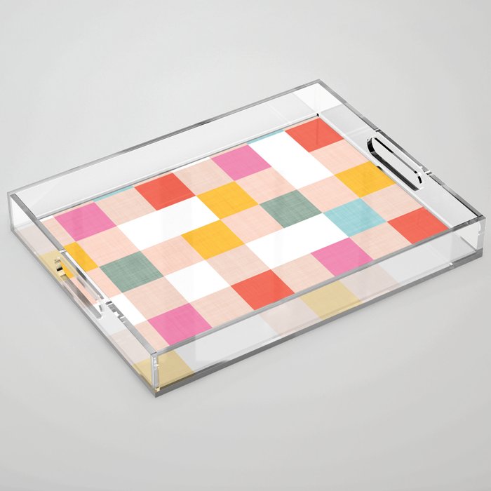 Playful Summer Gingham Check pattern Acrylic Tray Gallery Image 1