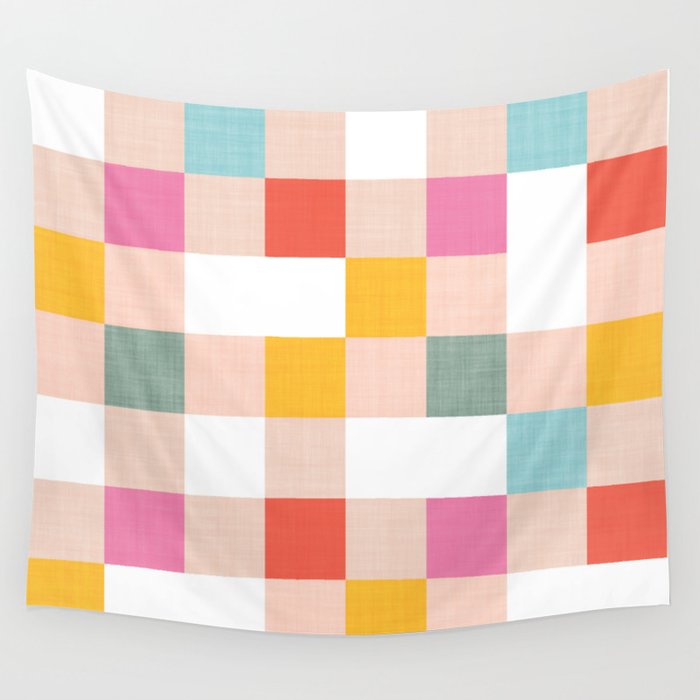 Playful Summer Gingham Check pattern Wall Tapestry Gallery Image 4