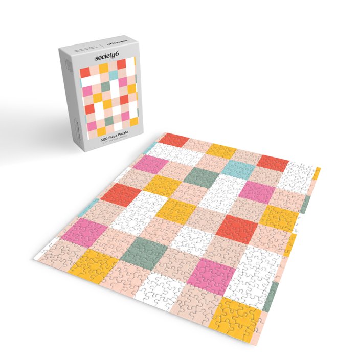 Playful Summer Gingham Check pattern Jigsaw Puzzle Gallery Image 2
