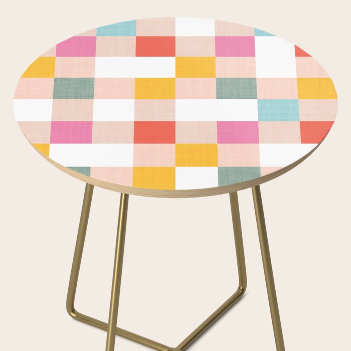 Playful Summer Gingham Check pattern Side Table Gallery Image 2