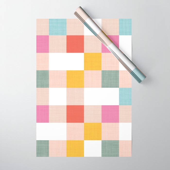 Playful Summer Gingham Check pattern Wrapping Paper Gallery Image 1