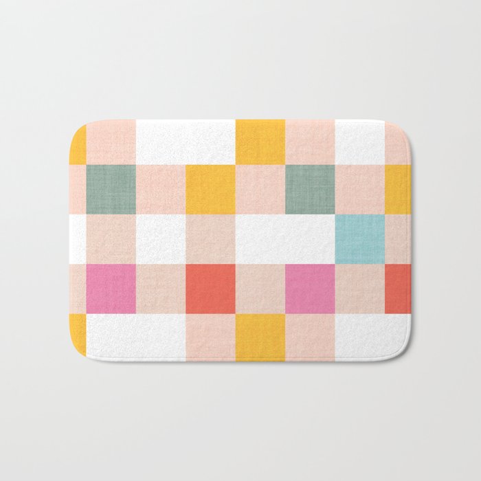 Playful Summer Gingham Check pattern Bath Mat Gallery Image 1