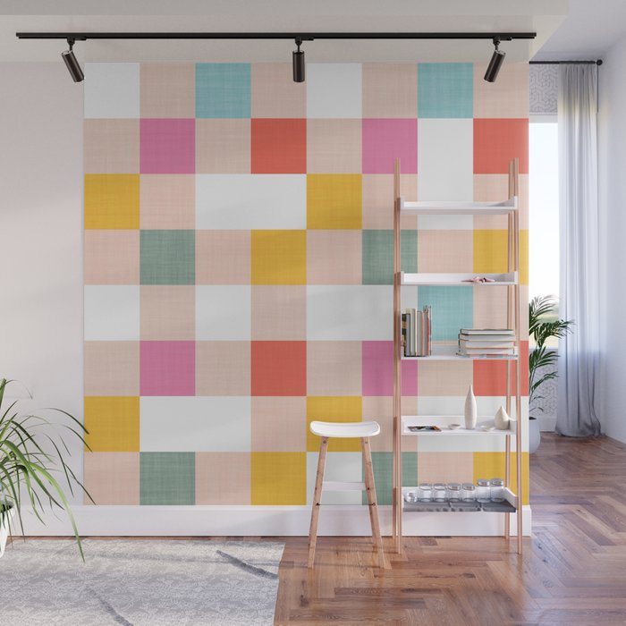 Playful Summer Gingham Check pattern Wall Mural Gallery Image 1