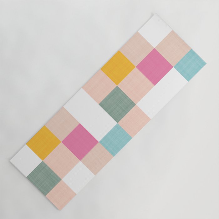 Playful Summer Gingham Check pattern Yoga Mat Gallery Image 1