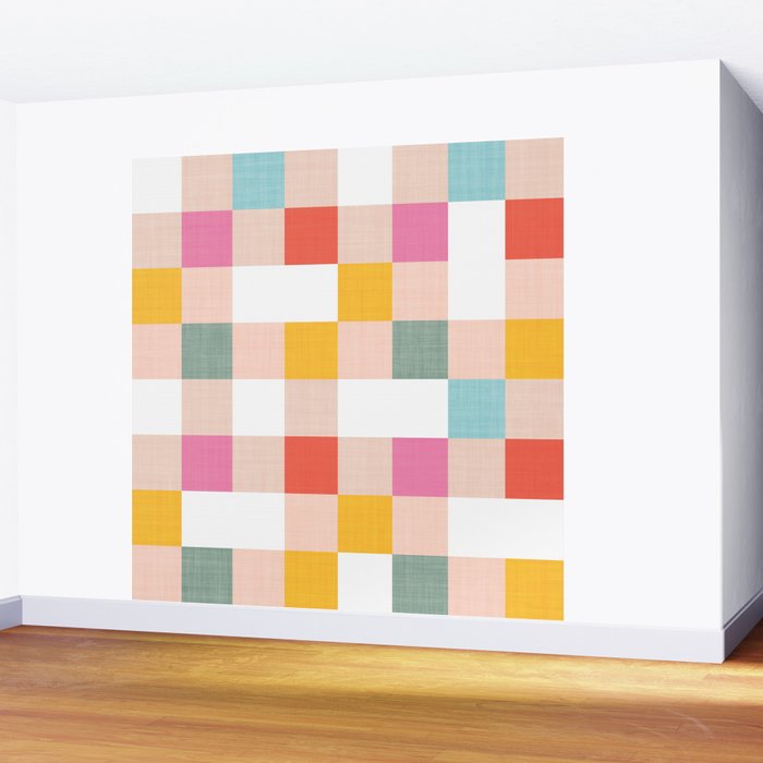 Playful Summer Gingham Check pattern Wall Mural Gallery Image 2