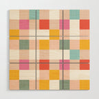 Playful Summer Gingham Check pattern Wood Wall Art Gallery Image 1