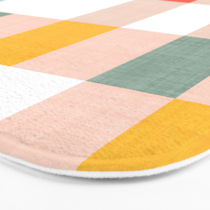 Playful Summer Gingham Check pattern Bath Mat Gallery Image 3