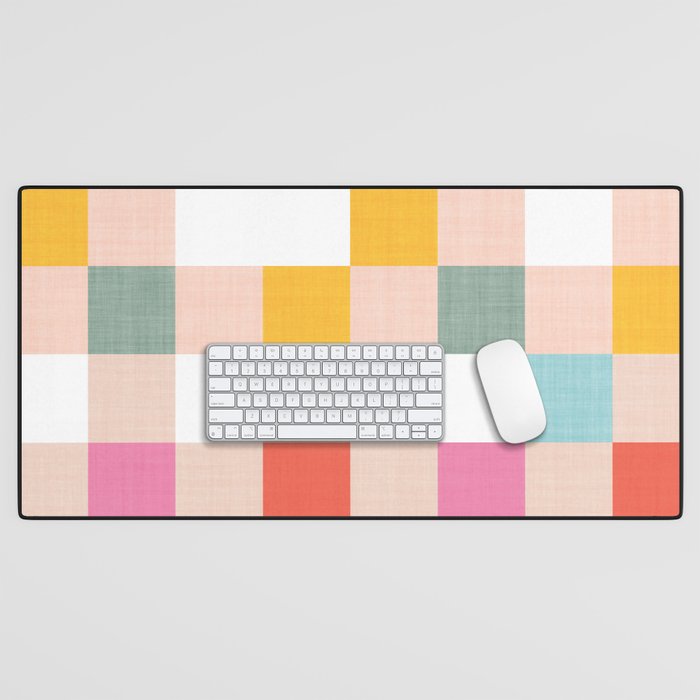 Playful Summer Gingham Check pattern Desk Mat Gallery Image 1