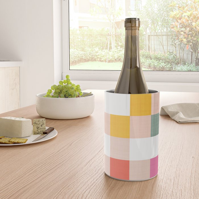 Playful Summer Gingham Check pattern Wine Chiller Gallery Image 4